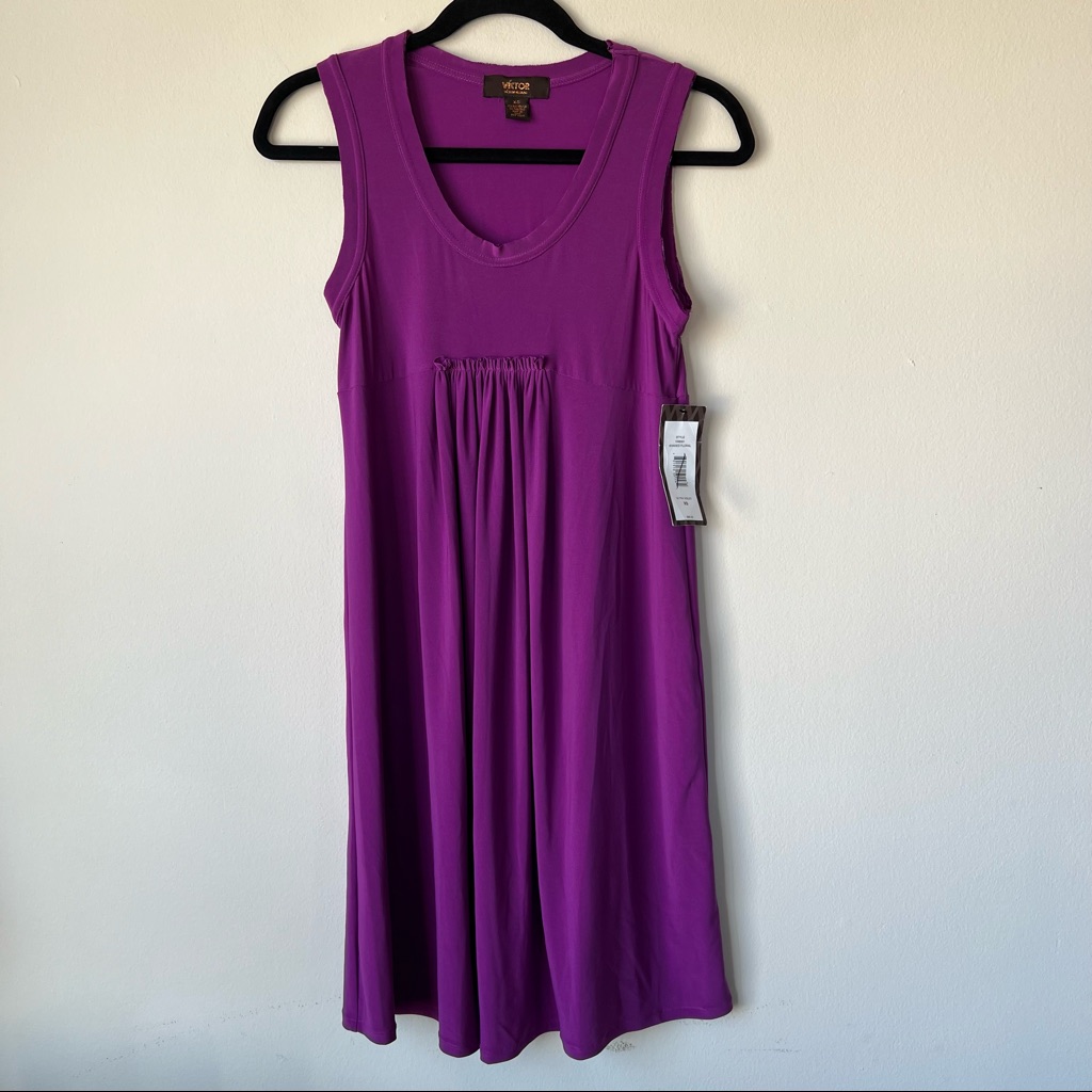 Victor Alfaro Nwt Purple Dress Sleeveless Pleated Size Xs
